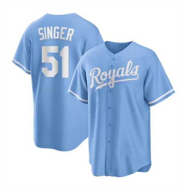 Kansas City Royals #51 Brady Singer Light Blue KLUNKIM Stitched Jersey