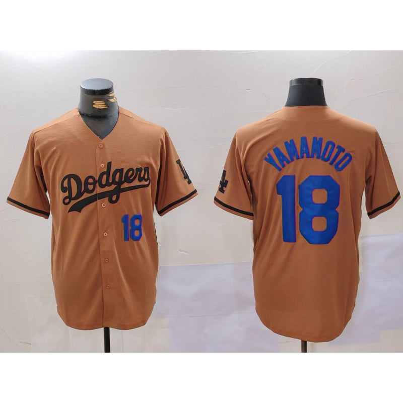 Los Angeles Dodgers #18 Yoshinobu Yamamoto Number Olive KLUNKIM Cool Base Limited Stitched Jerseys