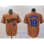 Los Angeles Dodgers #18 Yoshinobu Yamamoto Number Olive KLUNKIM Cool Base Limited Stitched Jerseys