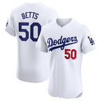 Los Angeles Dodgers #50 Mookie Betts White KLUNKIM Home Elite Stitched Jersey