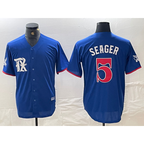 Texas Rangers #5 Corey Seager Royal Blue KLUNKIM 2023 City Connect Stitched Jersey
