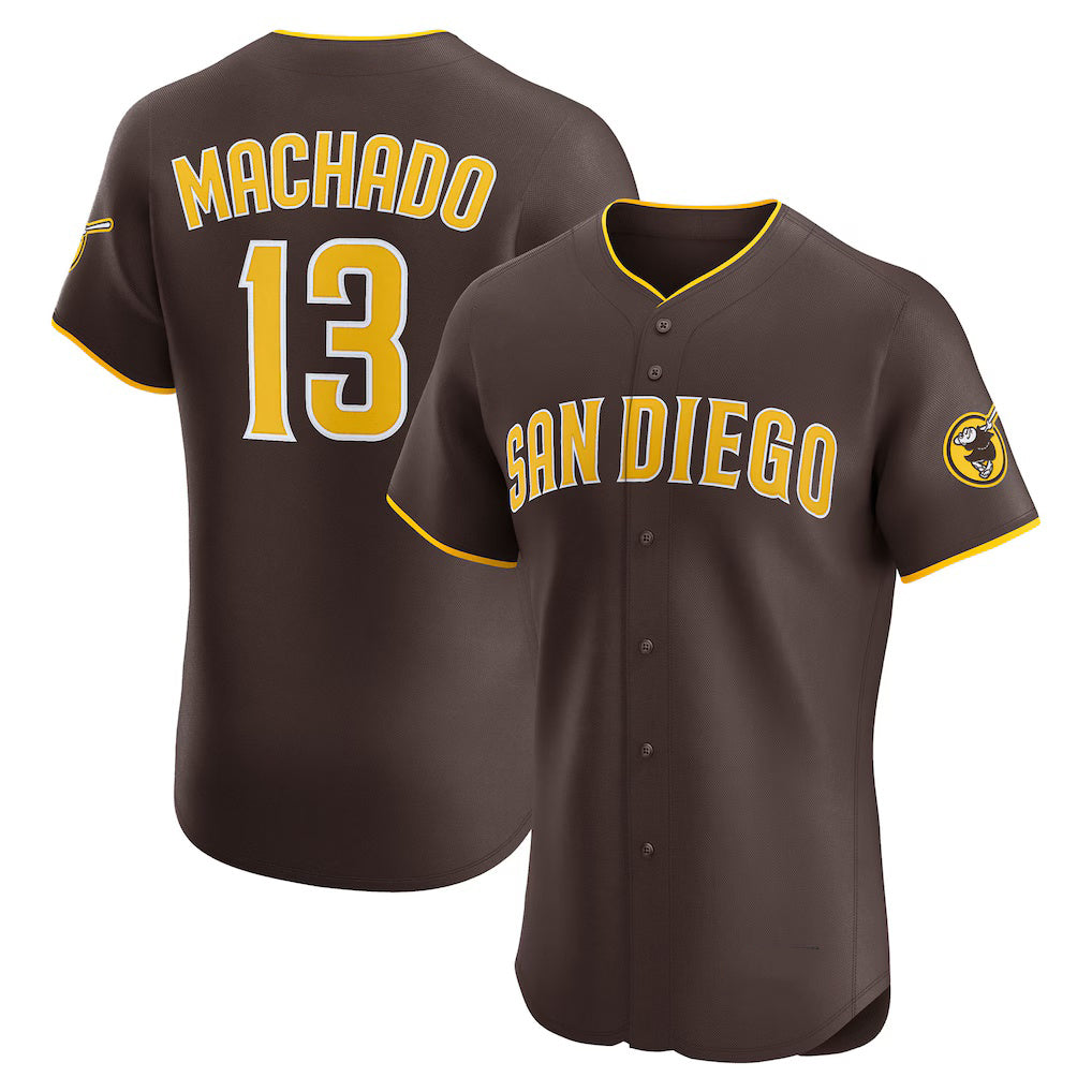 San Diego Padres #13 Manny Machado Brown KLUNKIM Road Elite Jersey
