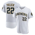 Milwaukee Brewers #22 Christian Yelich White KLUNKIM Team Alternate Authentic Player Jersey