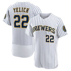 Milwaukee Brewers #22 Christian Yelich White KLUNKIM Team Alternate Authentic Player Jersey