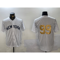 New York Yankees #99 Aaron Judge White KLUNKIM Pinstripe Without Name Fashion Cool Base Jersey 2