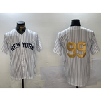 New York Yankees #99 Aaron Judge White KLUNKIM Pinstripe Without Name Fashion Cool Base Jersey 2