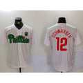 Philadelphia Phillies #12 Kyle Schwarber White Green KLUNKIM Cool Base Stitched Jersey 2