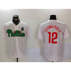 Philadelphia Phillies #12 Kyle Schwarber White Green KLUNKIM Cool Base Stitched Jersey 2
