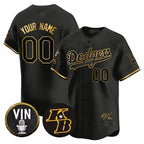 Custom Los Angeles Dodgers Vin Patch & Kobe Bryant Signature Vapor Premier Limited Jersey ¨C Black KLUNKIM