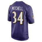B.Ravens #34 Keaton Mitchell Purple KLUNKIM Game Jersey
