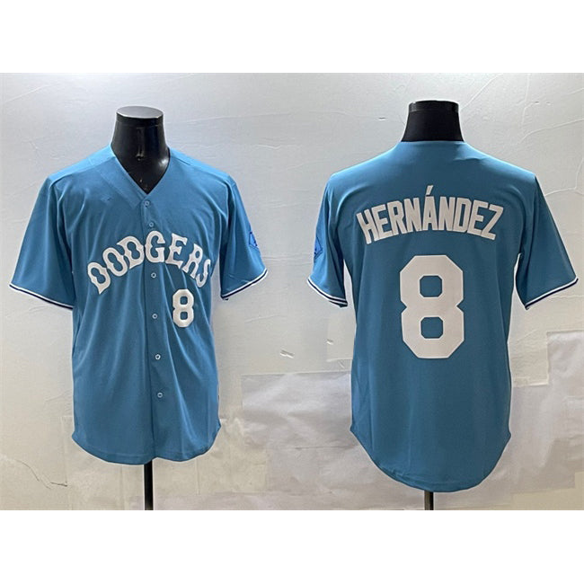 Los Angeles Dodgers #8 Enrique Hernandez Light Blue KLUNKIM Limited Stitched Jersey
