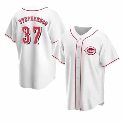 Cincinnati Reds #37 Tyler Stephenson White KLUNKIM Stitched Cool Base Jersey