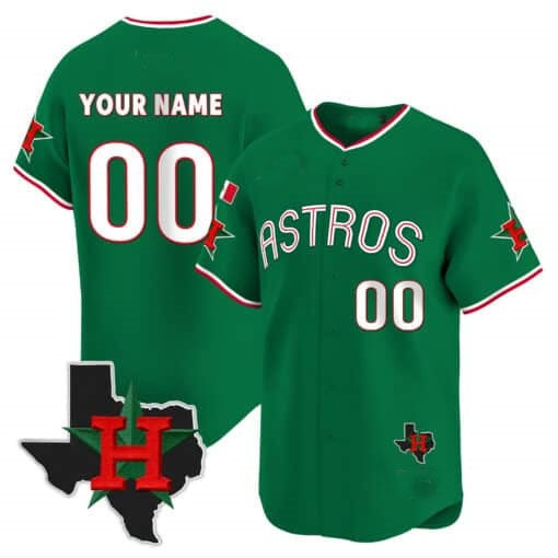 Custom Houston Astros Mexico Texas Patch Vapor Premier Limited Jersey V3 ¨C Green KLUNKIM