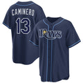 Tampa Bay Rays #13 Junior Caminero Navy KLUNKIM Cool Base Stitched Jersey