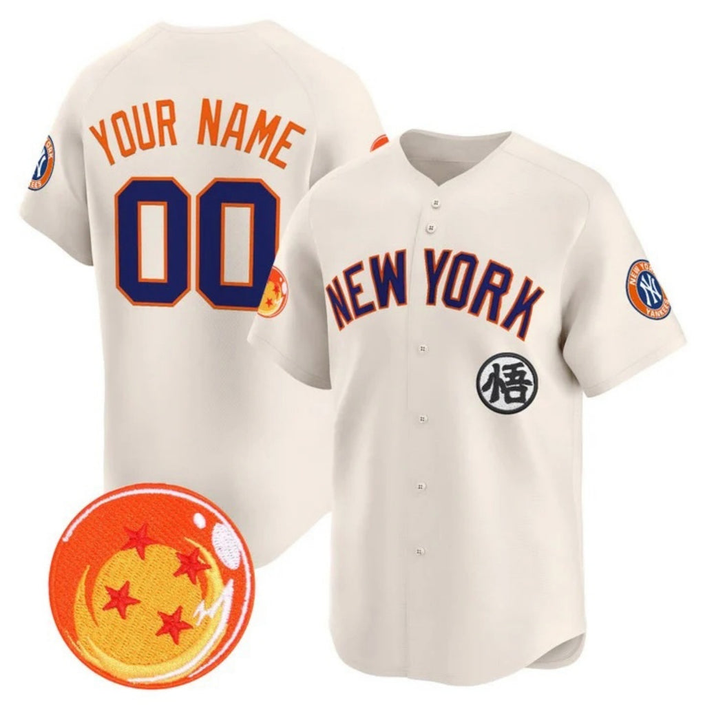 Custom New York Yankees x Dragon Ball Cream KLUNKIM Vapor Premier Limited Jersey - All Stitched