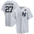 New York Yankees #27 Giancarlo Stanton White KLUNKIM 2024 World Series With Name Cool Base Stitched Jersey