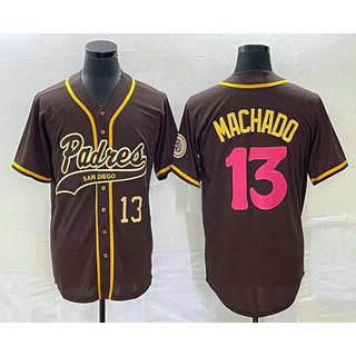 San Diego Padres #13 Manny Machado Number Brown KLUNKIM NEW 2023 City Connect Cool Base Stitched Jersey