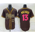 San Diego Padres #13 Manny Machado Number Brown KLUNKIM NEW 2023 City Connect Cool Base Stitched Jersey