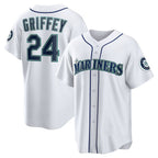Seattle Mariners #24 Ken Griffey Jr. White KLUNKIM Home Replica Jersey