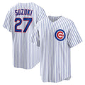 Chicago Cubs #27 Seiya Suzuki White KLUNKIM Home Replica Jersey