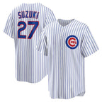 Chicago Cubs #27 Seiya Suzuki White KLUNKIM Home Replica Jersey