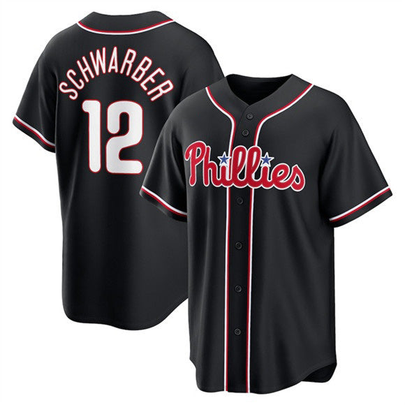 Philadelphia Phillies #12 Kyle Schwarber Fashion Black KLUNKIM Out Stitched Jersey