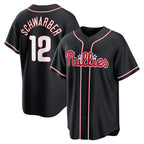 Philadelphia Phillies #12 Kyle Schwarber Fashion Black KLUNKIM Out Stitched Jersey