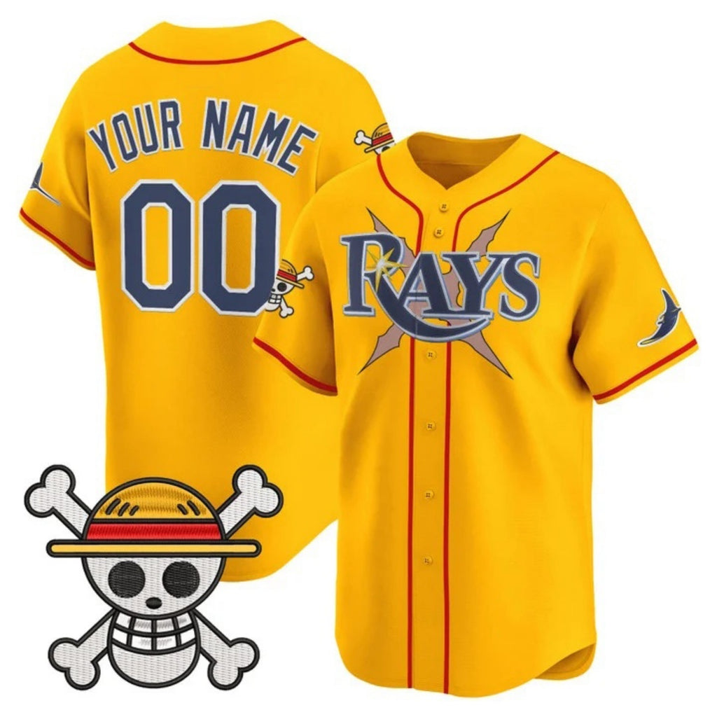 Custom Tampa Bay Rays x One Piece Gold KLUNKIM Vapor Premier Limited Jersey - Stitched