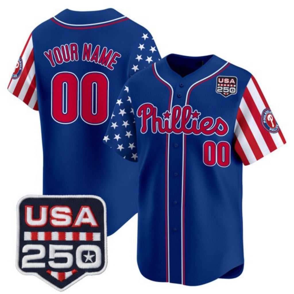 Custom Philadelphia Phillies America 250 Edition Vapor Premier Limited Royal KLUNKIM Stitched Jerseys