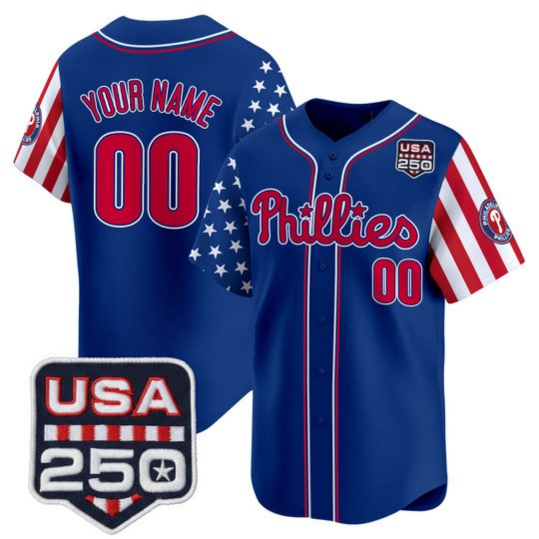 Custom Philadelphia Phillies America 250 Edition Vapor Premier Limited Royal KLUNKIM Stitched Jerseys