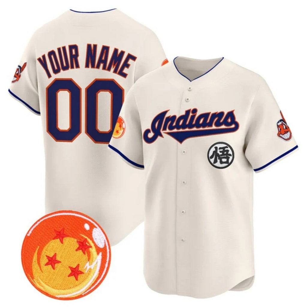 Custom Cleveland Indians x Dragon Ball Cream KLUNKIM Vapor Premier Limited Jersey - All Stitched