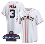 Houston Astros #3 Jeremy Pena White KLUNKIM 2022 World Series Champions Cool Base Stitched Jersey