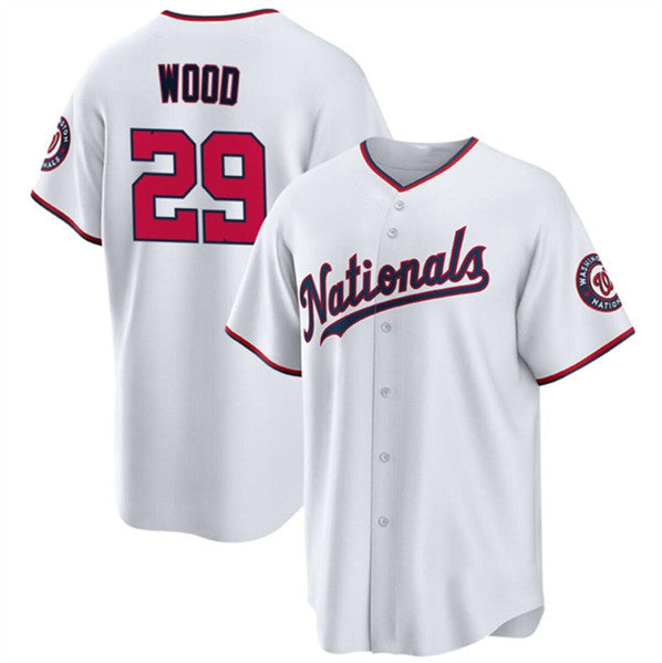 Washington Nationals #29 James Wood White KLUNKIM 2024 Home Limited Stitched Jersey