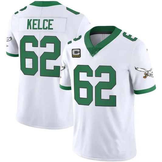 P.Eagles #62 Jason Kelce White Vapor F.U.S.E. Limited With C Patch Stitched Jerseys