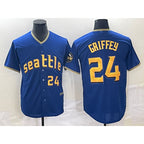 Seattle Mariners #24 Ken Griffey Number Blue KLUNKIM 2023 City Connect Cool Base Stitched Jersey 2