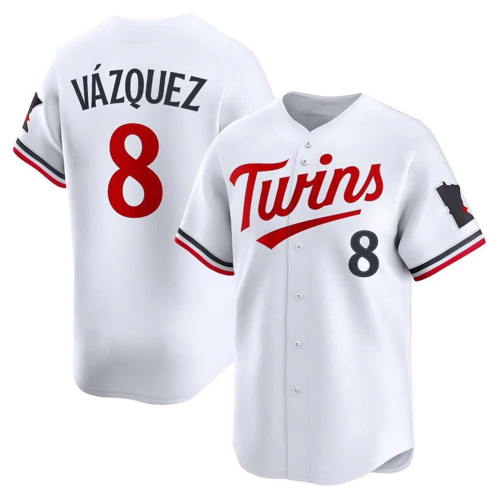Minnesota Twins #8 Christian V¨¢zquez White KLUNKIM Home Limited Jersey