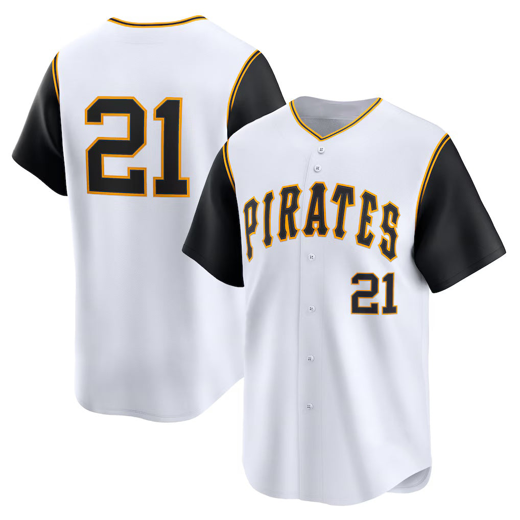 Pittsburgh Pirates #21 Roberto Clemente White KLUNKIM Cooperstown Collection Limited Jersey
