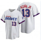 Atlanta Braves #13 Ronald Acuna Jr 2021 City Connect Stitched White KLUNKIM Jersey