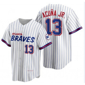 Atlanta Braves #13 Ronald Acuna Jr 2021 City Connect Stitched White KLUNKIM Jersey