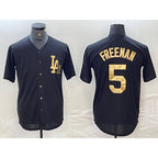 Los Angeles Dodgers #5 Freddie Freeman Black Gold KLUNKIM Cool Base Stitched Jersey