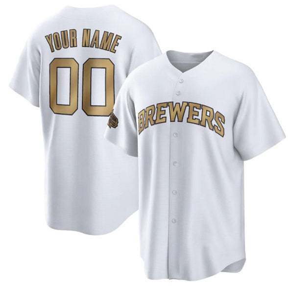 Custom Milwaukee Brewers Active Player White KLUNKIM 2022 All-Star Cool Base Stitched Jersey