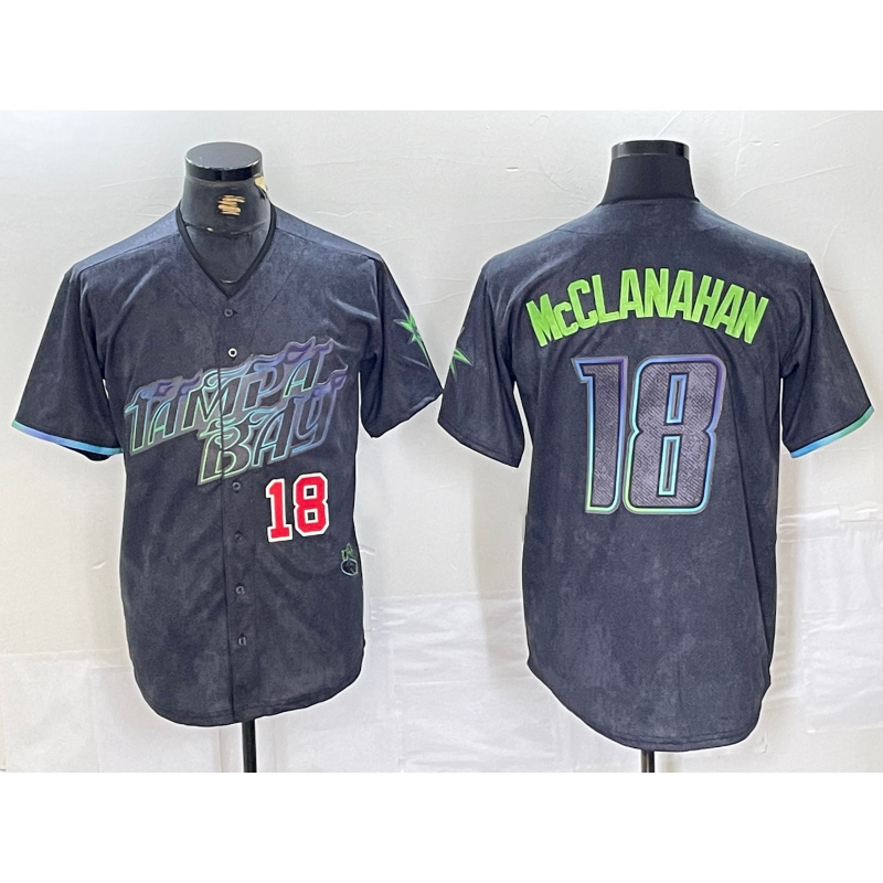 Tampa Bay Rays #18 Shane McClanahan Number Charcoal KLUNKIM 2024 City Connect Limited Stitched Jerseys