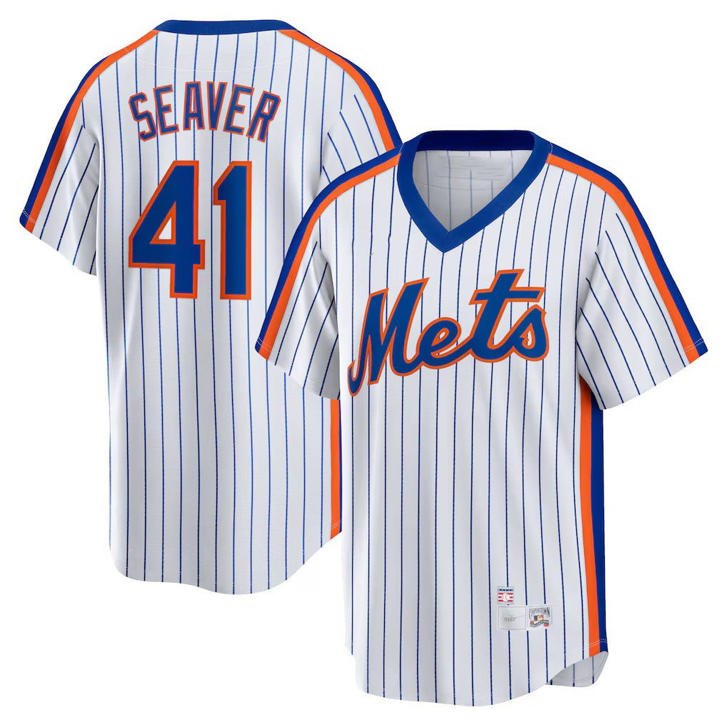 New York Mets #41 Tom Seaver White KLUNKIM Home Cooperstown Collection Player Jersey