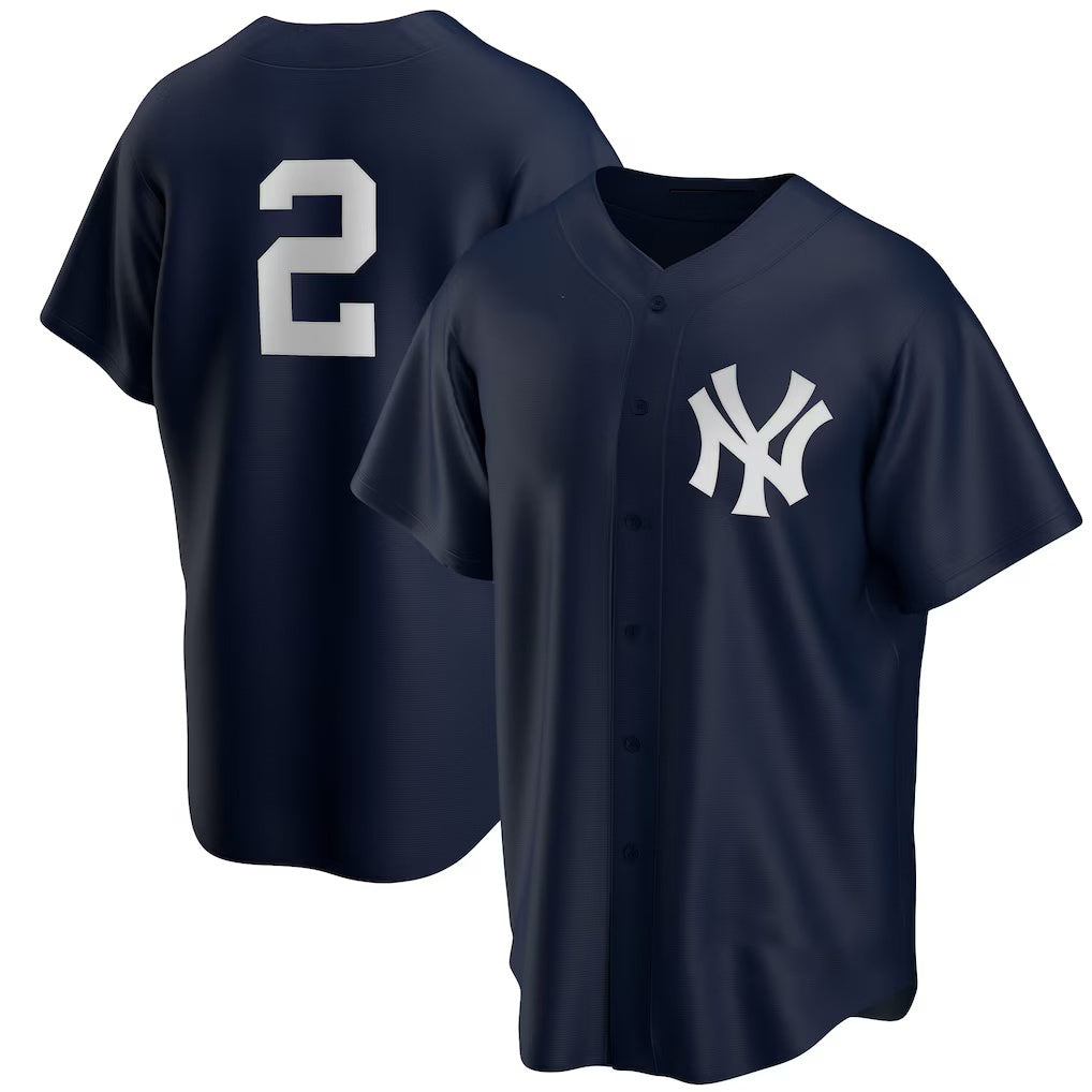 New York Yankees #2 Derek Jeter Navy KLUNKIM Alternate Replica Player Jersey