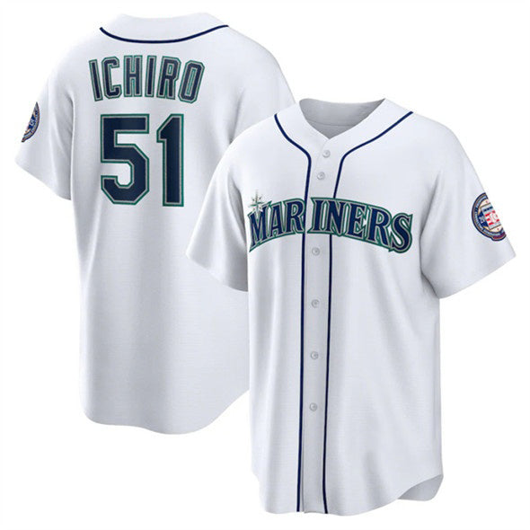 Seattle Mariners #51 Ichiro Suzuki White KLUNKIM Cool Base Stitched Jersey