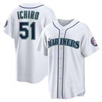 Seattle Mariners #51 Ichiro Suzuki White KLUNKIM Cool Base Stitched Jersey