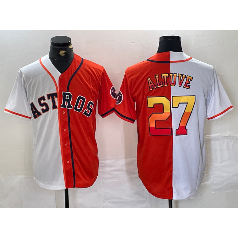Houston Astros #27 Jose Altuve White Orange KLUNKIM Split Stitched Jersey