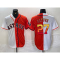 Houston Astros #27 Jose Altuve White Orange KLUNKIM Split Stitched Jersey