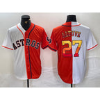 Houston Astros #27 Jose Altuve White Orange KLUNKIM Split Stitched Jersey