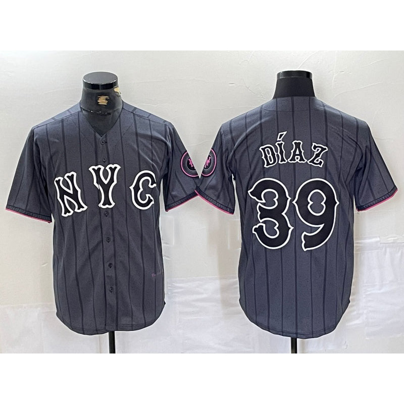 New York Mets #39 Edwin Diaz Gray KLUNKIM 2024 City Connect Cool Base Jersey 2